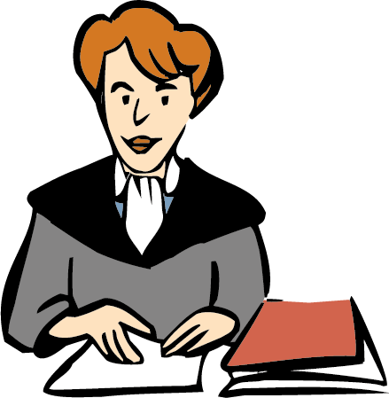 Diese Frau hat Recht studiert. Sie ist Richterin oder Anwältin oder Staats-Anwältin.